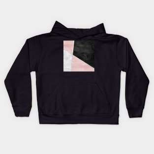 Pink, Silver and Black Geometric Design Kids Hoodie